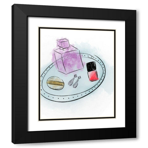 Makeup Tray Black Modern Wood Framed Art Print with Double Matting by Quach, Anna