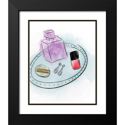 Makeup Tray Black Modern Wood Framed Art Print with Double Matting by Quach, Anna