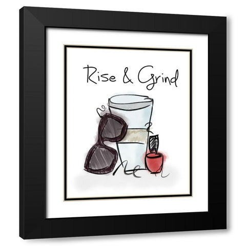 Rise and Grind Black Modern Wood Framed Art Print with Double Matting by Quach, Anna