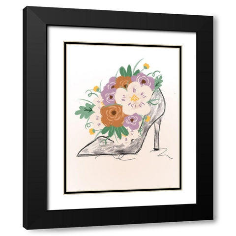 Floral Bloom Heel Black Modern Wood Framed Art Print with Double Matting by Quach, Anna