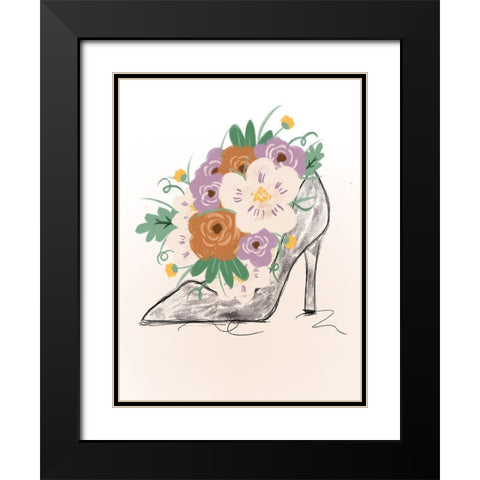 Floral Bloom Heel Black Modern Wood Framed Art Print with Double Matting by Quach, Anna