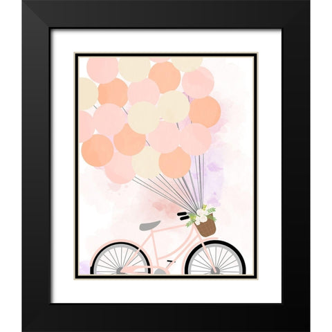 Bike Ride With Balloons Black Modern Wood Framed Art Print with Double Matting by Quach, Anna