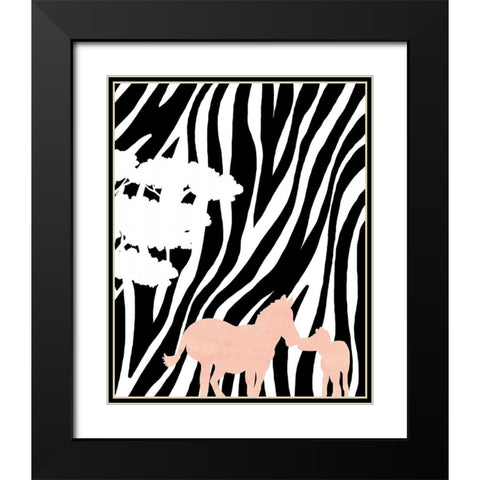 Modern Zebras Black Modern Wood Framed Art Print with Double Matting by Quach, Anna