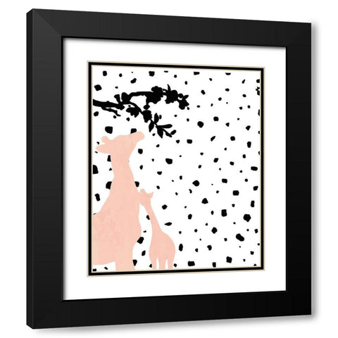 Modern Giraffe Black Modern Wood Framed Art Print with Double Matting by Quach, Anna