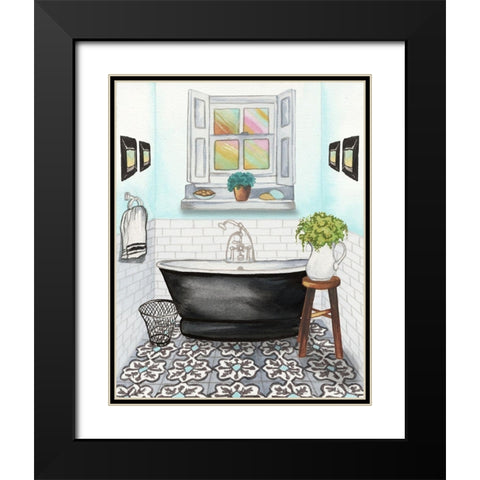 Boho Bath I Black Modern Wood Framed Art Print with Double Matting by Medley, Elizabeth