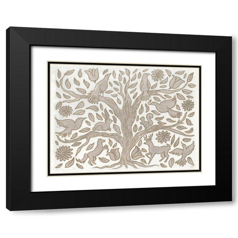 Animal Tree Black Modern Wood Framed Art Print with Double Matting by Medley, Elizabeth