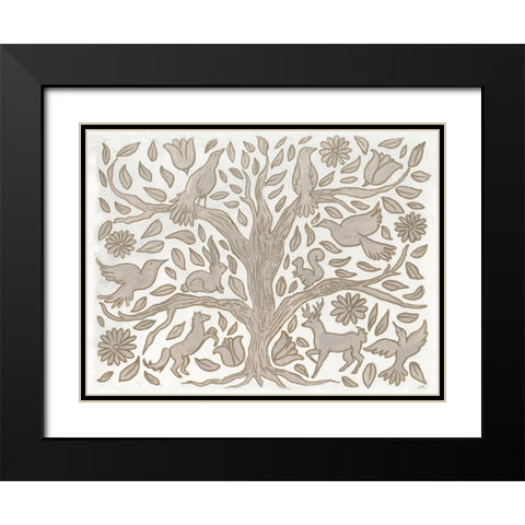 Animal Tree Black Modern Wood Framed Art Print with Double Matting by Medley, Elizabeth