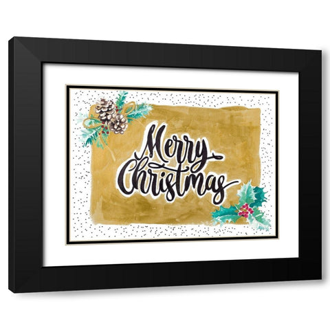 Merry Christmas Black Modern Wood Framed Art Print with Double Matting by Pinto, Patricia