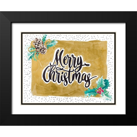 Merry Christmas Black Modern Wood Framed Art Print with Double Matting by Pinto, Patricia