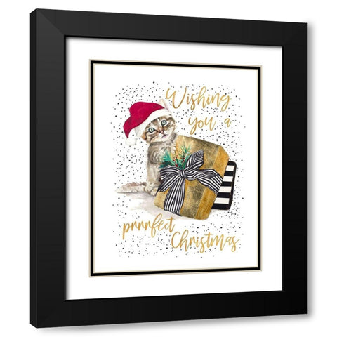Wishing You A Prrrfect Christmas Black Modern Wood Framed Art Print with Double Matting by Pinto, Patricia