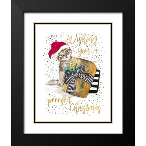 Wishing You A Prrrfect Christmas Black Modern Wood Framed Art Print with Double Matting by Pinto, Patricia