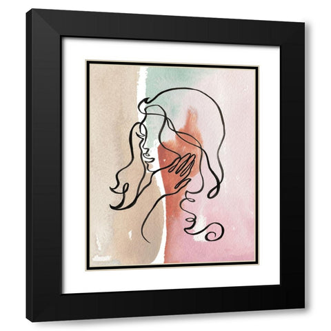 Girly Contour Black Modern Wood Framed Art Print with Double Matting by Medley, Elizabeth