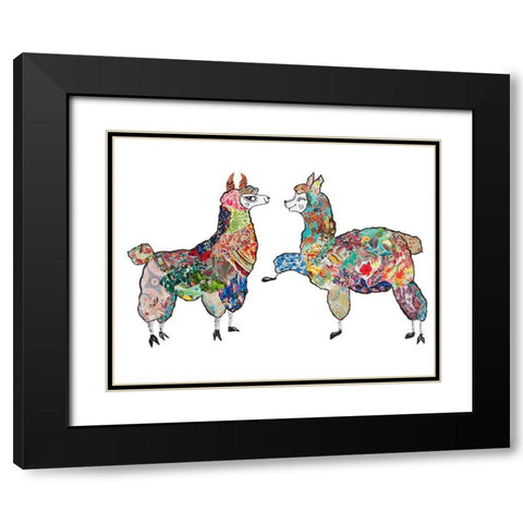 Happy Llamas Black Modern Wood Framed Art Print with Double Matting by Ritter, Gina
