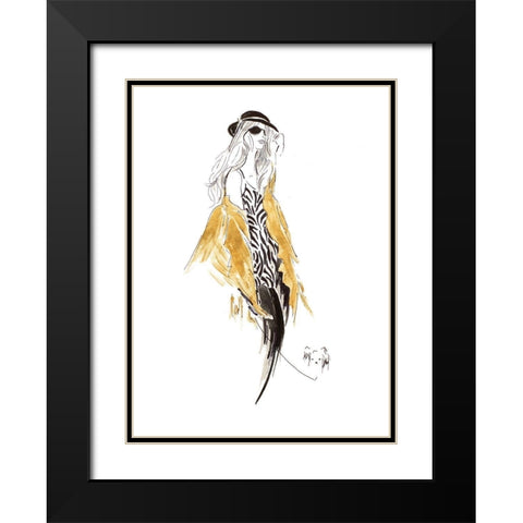 Fashion Sketch II Black Modern Wood Framed Art Print with Double Matting by Pinto, Patricia