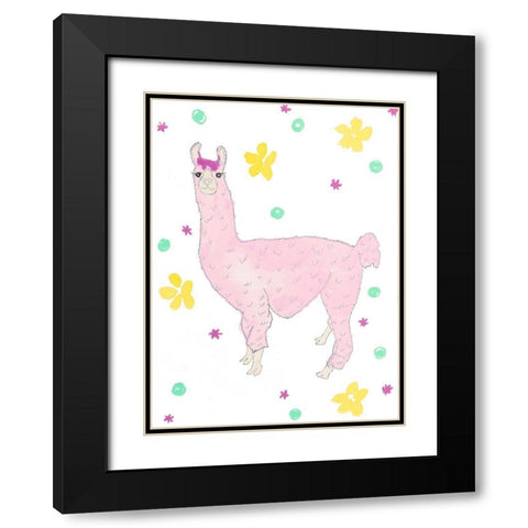 Pink Llama Black Modern Wood Framed Art Print with Double Matting by Torres, Melanie