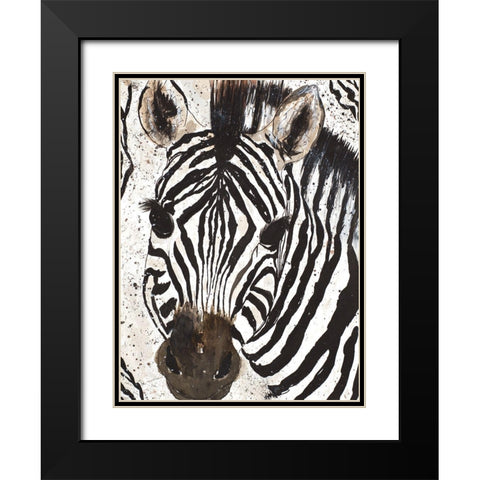 Zebra Face Black Modern Wood Framed Art Print with Double Matting by Torres, Melanie
