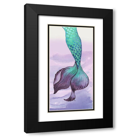 Mermaid Tail Teal Black Modern Wood Framed Art Print with Double Matting by Medley, Elizabeth