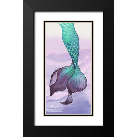 Mermaid Tail Teal Black Modern Wood Framed Art Print with Double Matting by Medley, Elizabeth