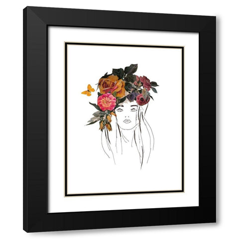 Head with Flowers II Black Modern Wood Framed Art Print with Double Matting by Pinto, Patricia