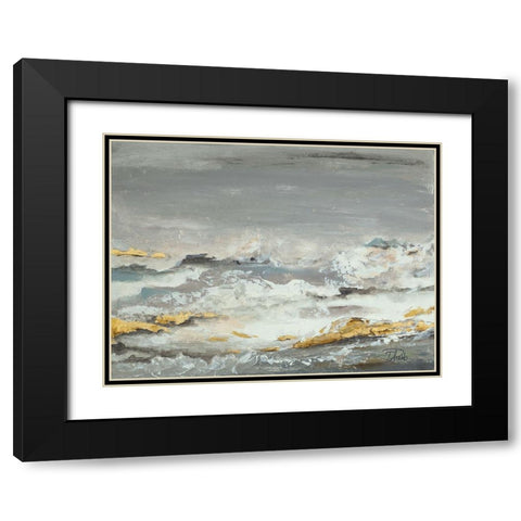 Golden Rocks Black Modern Wood Framed Art Print with Double Matting by Pinto, Patricia