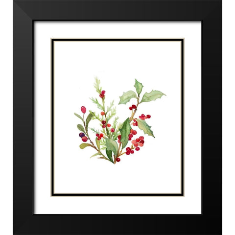 Holly Branches I Black Modern Wood Framed Art Print with Double Matting by Loreth, Lanie