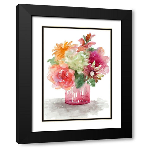 Spring Florals in Vase Black Modern Wood Framed Art Print with Double Matting by Loreth, Lanie
