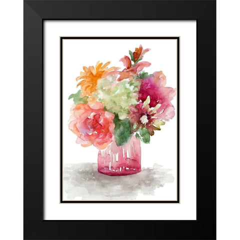 Spring Florals in Vase Black Modern Wood Framed Art Print with Double Matting by Loreth, Lanie