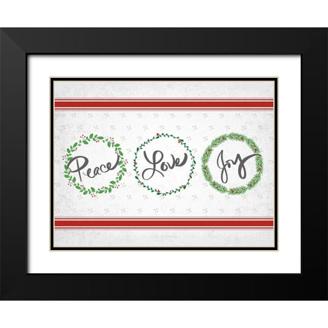 Holly Wreath Trio Black Modern Wood Framed Art Print with Double Matting by Quach, Anna