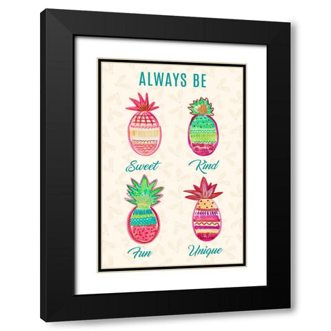 Pineapple Mix Black Modern Wood Framed Art Print with Double Matting by Del Sol, Ani