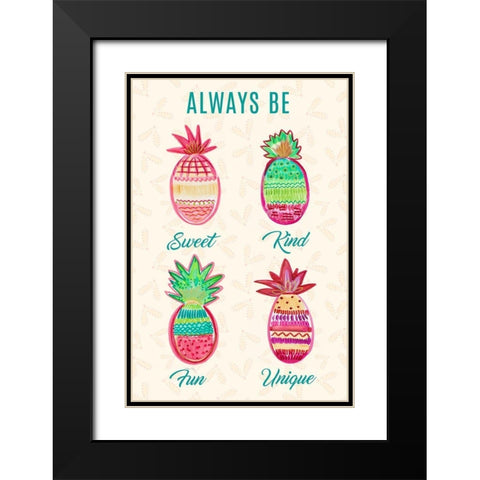 Pineapple Mix Black Modern Wood Framed Art Print with Double Matting by Del Sol, Ani
