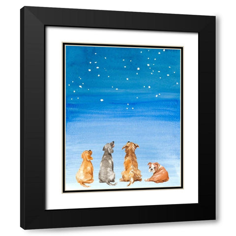 Four Dogs Star Gazing Black Modern Wood Framed Art Print with Double Matting by Loreth, Lanie