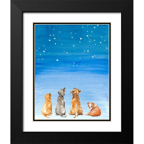 Four Dogs Star Gazing Black Modern Wood Framed Art Print with Double Matting by Loreth, Lanie