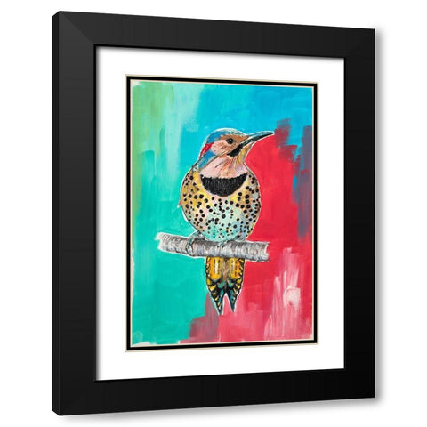 Woodpecker I Black Modern Wood Framed Art Print with Double Matting by Pinto, Patricia