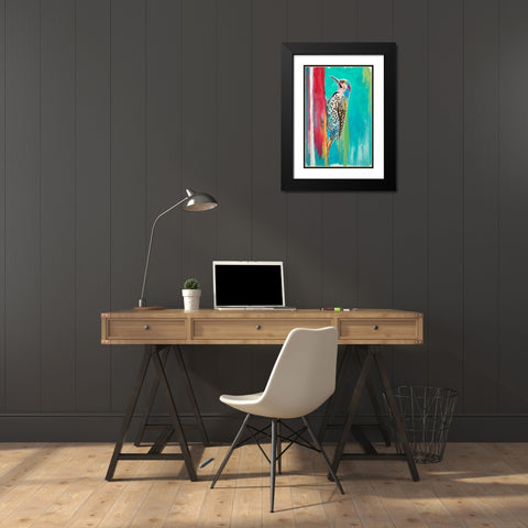 Woodpecker II Black Modern Wood Framed Art Print with Double Matting by Pinto, Patricia