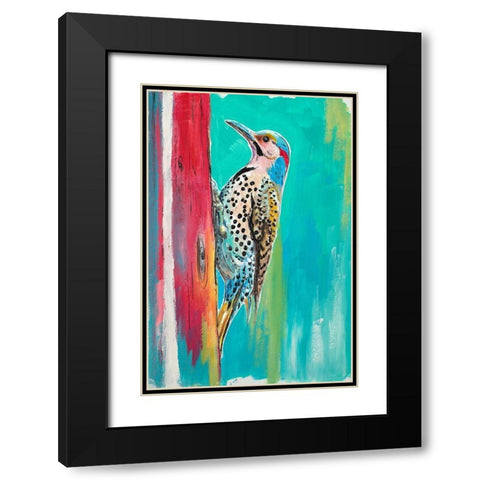 Woodpecker II Black Modern Wood Framed Art Print with Double Matting by Pinto, Patricia
