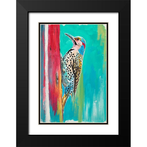 Woodpecker II Black Modern Wood Framed Art Print with Double Matting by Pinto, Patricia