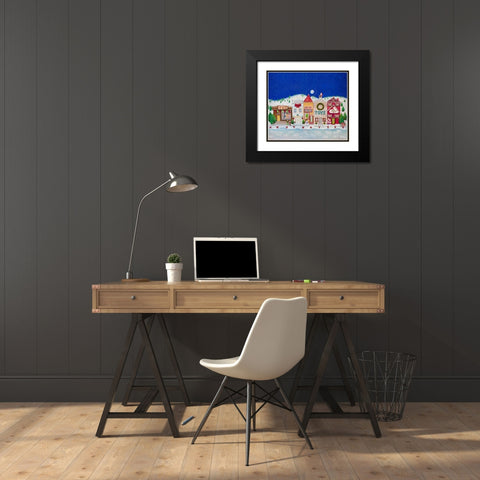 Christmas Village I Black Modern Wood Framed Art Print with Double Matting by Diannart