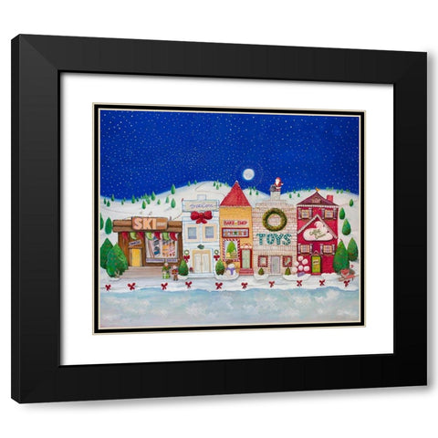 Christmas Village I Black Modern Wood Framed Art Print with Double Matting by Diannart