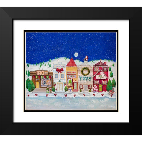 Christmas Village I Black Modern Wood Framed Art Print with Double Matting by Diannart