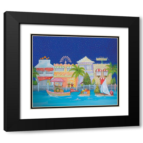 Christmas Village I Black Modern Wood Framed Art Print with Double Matting by Diannart