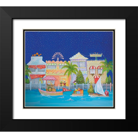 Christmas Village I Black Modern Wood Framed Art Print with Double Matting by Diannart