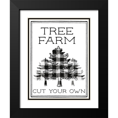 Tree Farm Buffalo Plaid Black Modern Wood Framed Art Print with Double Matting by Medley, Elizabeth