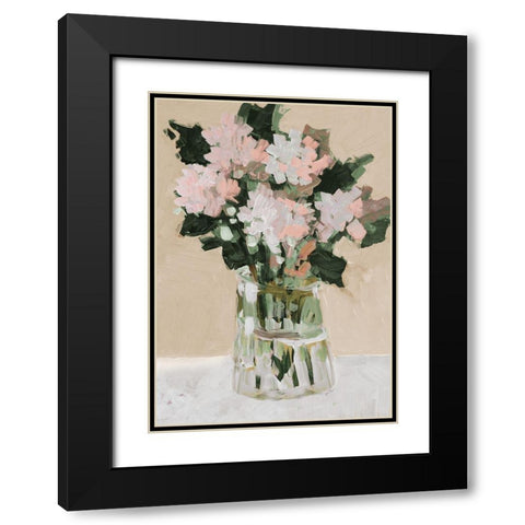 Pink Flower Arrangement Black Modern Wood Framed Art Print with Double Matting by Slivka, Jane