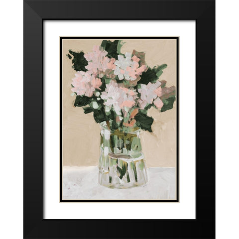 Pink Flower Arrangement Black Modern Wood Framed Art Print with Double Matting by Slivka, Jane