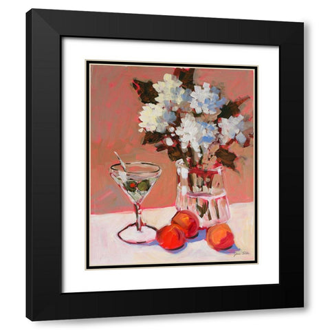 Flowers and Martini Black Modern Wood Framed Art Print with Double Matting by Slivka, Jane