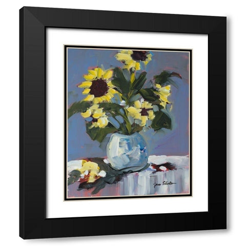 Sunflowers Black Modern Wood Framed Art Print with Double Matting by Slivka, Jane