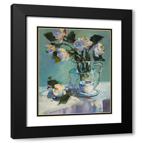 Flowers and Tea Black Modern Wood Framed Art Print with Double Matting by Slivka, Jane