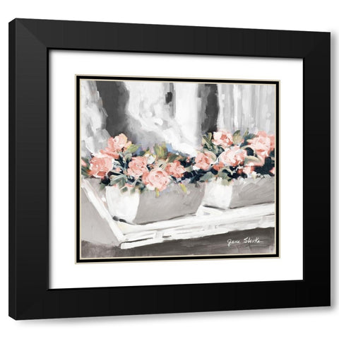 Pink Floral Window Black Modern Wood Framed Art Print with Double Matting by Slivka, Jane