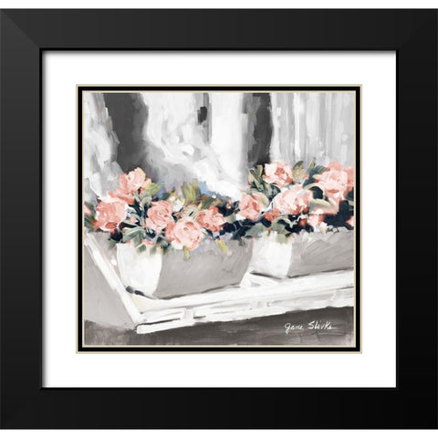 Pink Floral Window Black Modern Wood Framed Art Print with Double Matting by Slivka, Jane