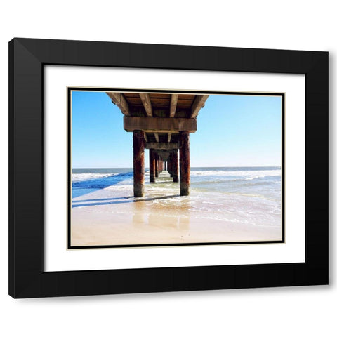 Sunlit Pier I Black Modern Wood Framed Art Print with Double Matting by Peck, Gail